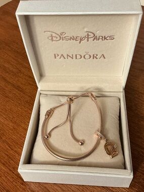 Disney Parks Pandora Rose Gold Charm Slider Bracelet and charms